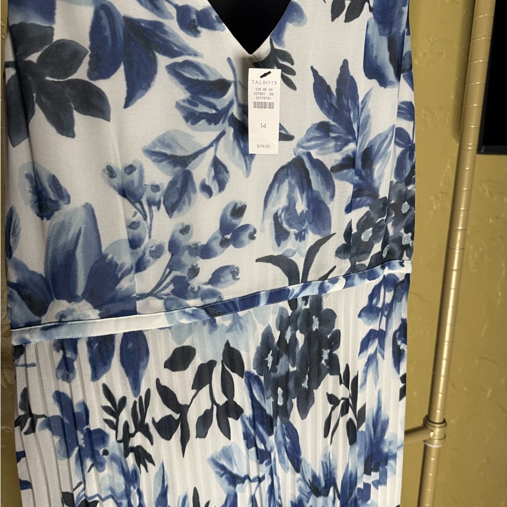 Talbots Blue and White Floral Dress